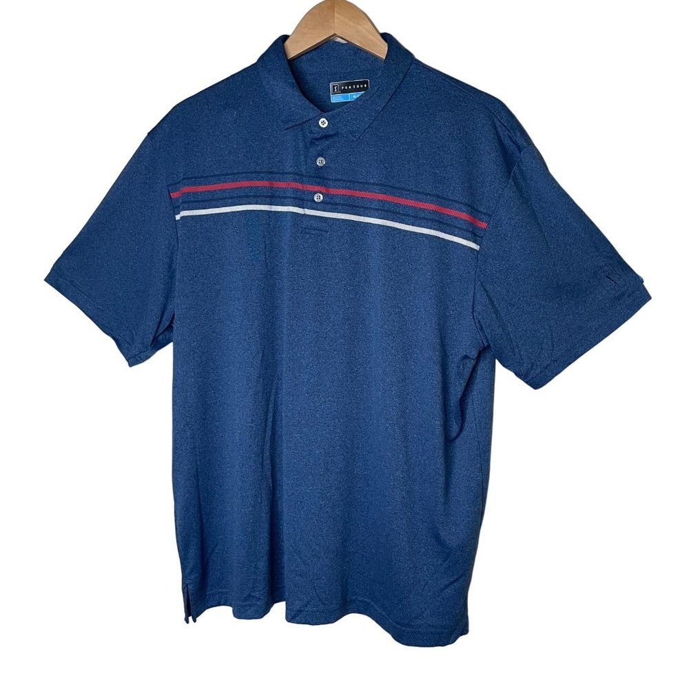 PGA TOUR Blue Polo Golf Short Sleeve Shirt Size XL